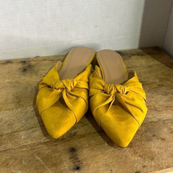 H & D‎ Womens Yellow Pointed Toe Knotted Slip-on Mule Flats Size 40 - Picture 2 of 7